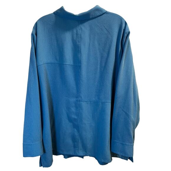 C. J. Banks, Button Up Shirt with Collar,Textured, Blue, 3x - Picture 4 of 8
